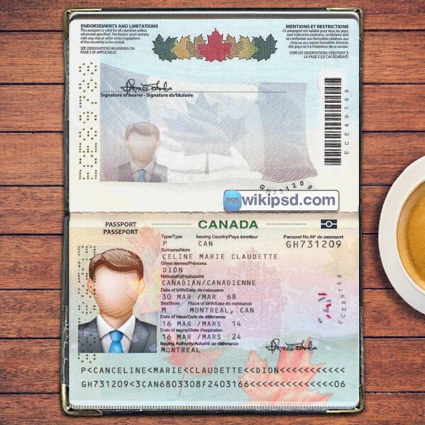 Canada Passport template psd