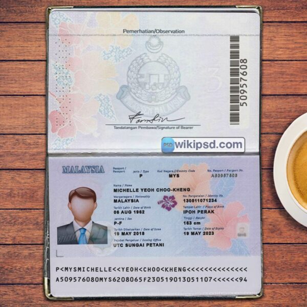 Malaysia Passport template psd (V1)