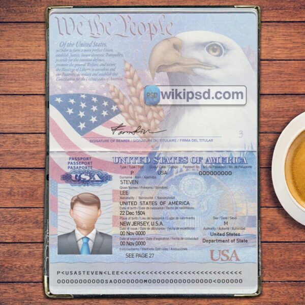 USA Passport template psd