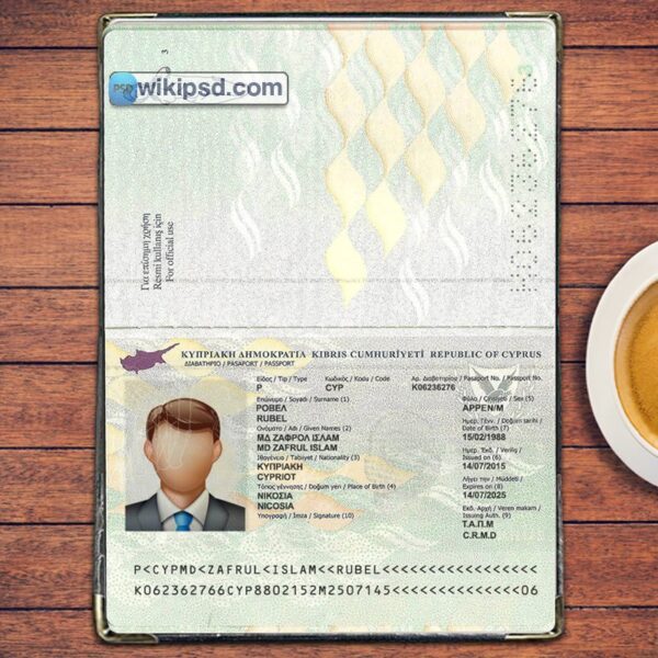 Cyprus Passport template psd