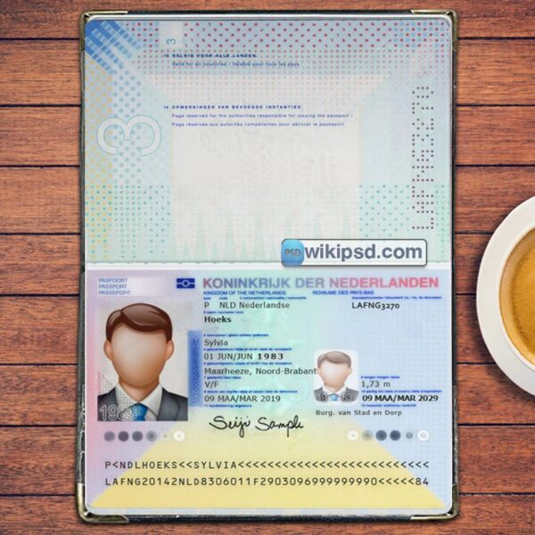 Netherlands Passport template psd