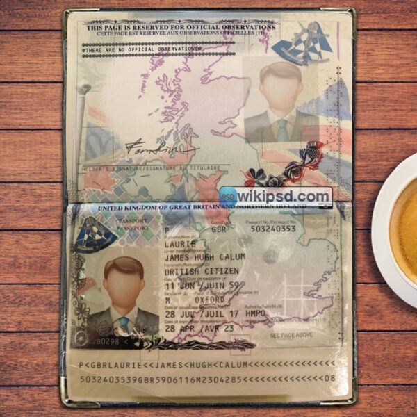 UK Passport template psd (V1)