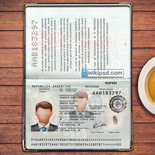 Argentina Passport template psd