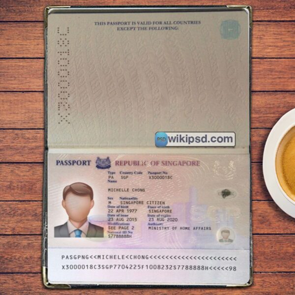 Singapore Passport template psd