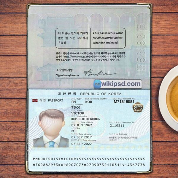 South Korea Passport template psd