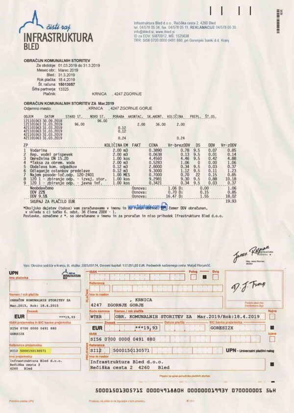 Slovenia Utility Bill template Proof of address template