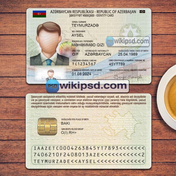 Azerbaijan ID Card template psd