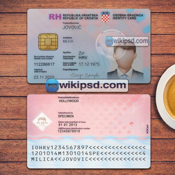 Croatia ID Card template psd