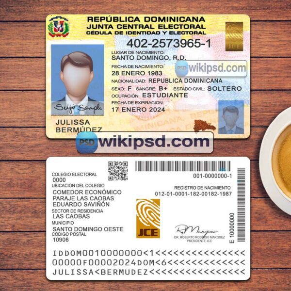 Dominican Republic ID Card template psd