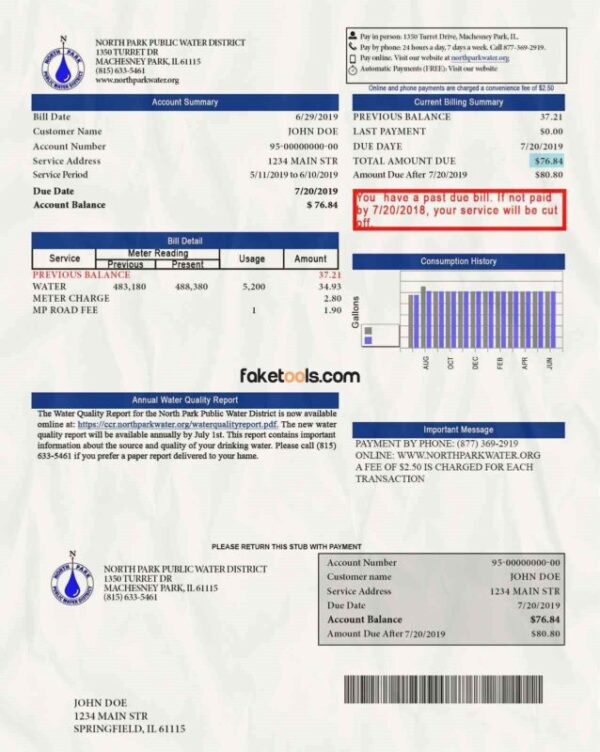 Illinois Utility Bill template Proof of address template