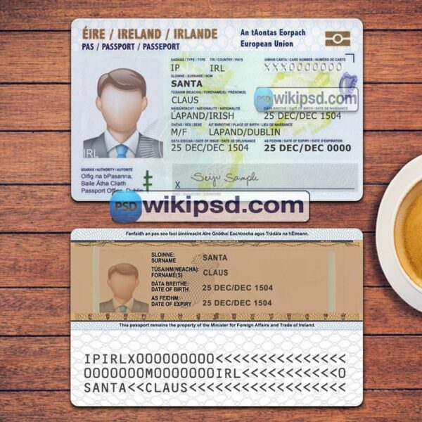 Ireland ID Card template psd