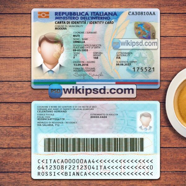 Italy ID Card template psd