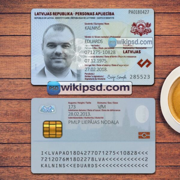 Latvia ID Card template psd