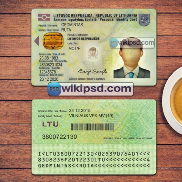 Lithuania ID Card template psd