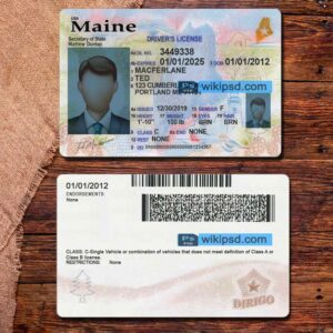 Maine driving license template psd