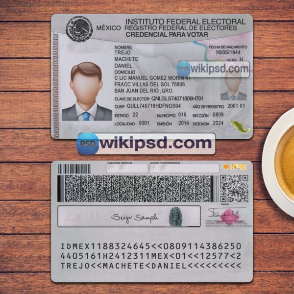 Mexico ID Card template psd