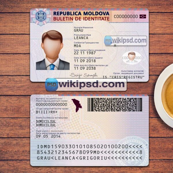 Moldova ID Card template psd