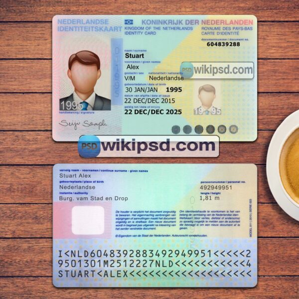 Netherlands ID Card template psd