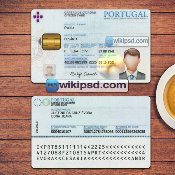 Portugal ID Card template psd