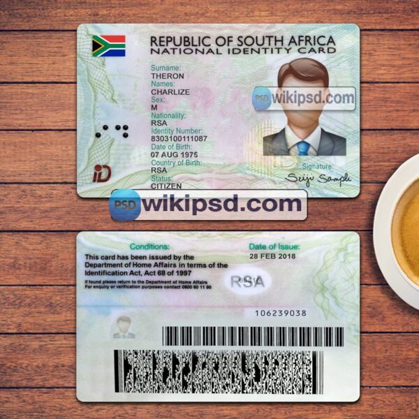 South Africa ID Card template psd