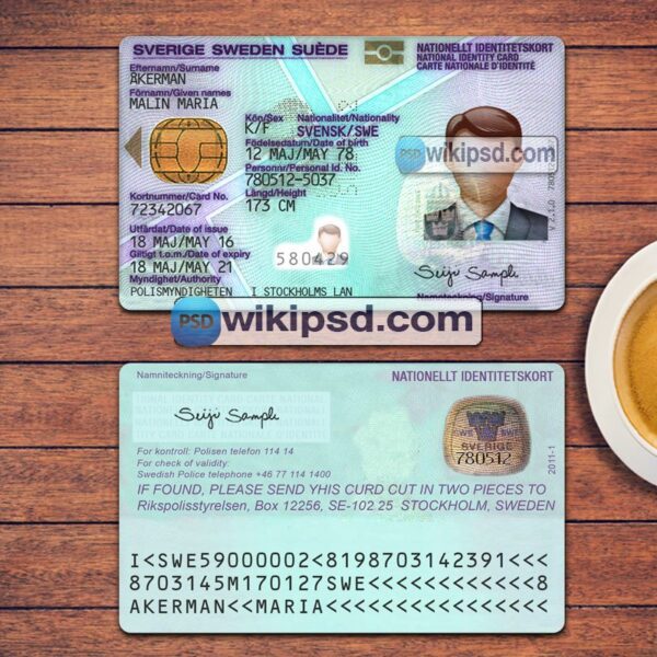 Sweden ID Card template psd