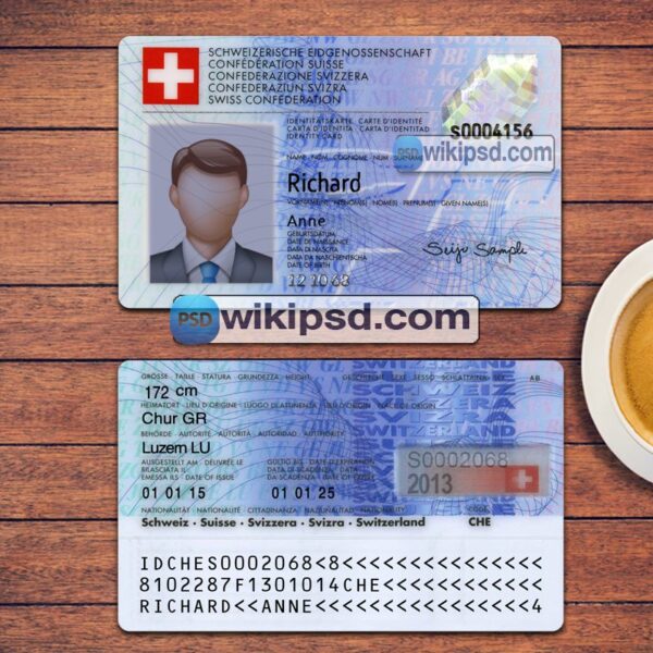 Switzerland ID Card template psd