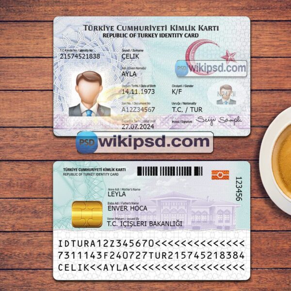 Turkey ID Card template psd