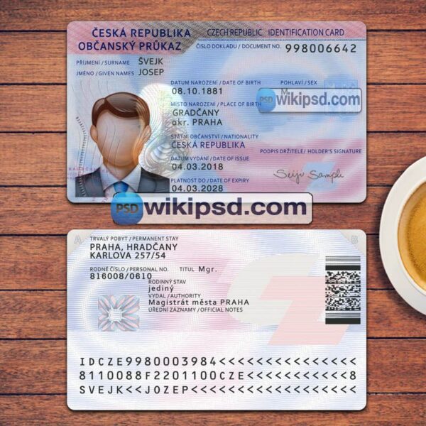 Czech Republic ID Card template psd