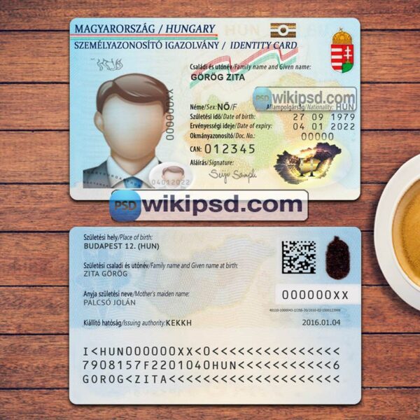 Hungary ID Card template psd