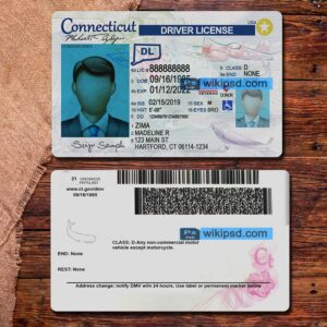 Connecticut drivers license template psd