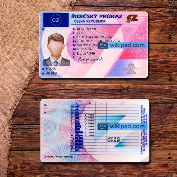 Czech Republic driving license template psd