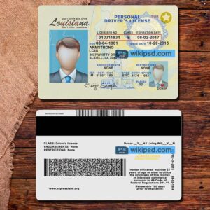 Louisiana driving license template psd
