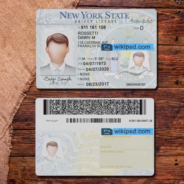 New York driving license template psd